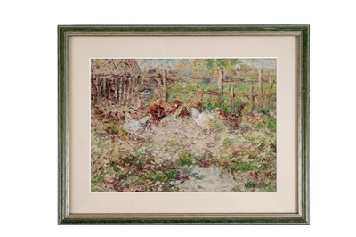 Lot 846 - John Falconar Slater - Brood of Chickens | mixed media