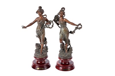Lot 143 - A pair of 20th Century spelter figures