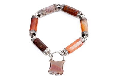 Lot 2 - A Victorian silver mounted Scottish hardstone specimen bracelet