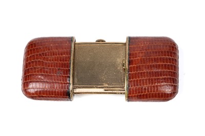 Lot 458 - Hermes: a gilt metal and leather covered purse watch