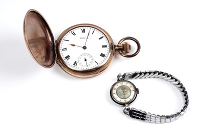 Lot 299 - A Waltham gold-plated hunter pocket watch; and a Smith's "De-Luxe" wristwatch