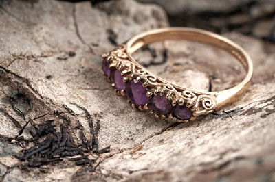 Lot 49 - A Victorian-style five-stone amethyst ring