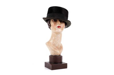 Lot 218 - An Art Deco style figural bust of a female; and an early 20th Century hat