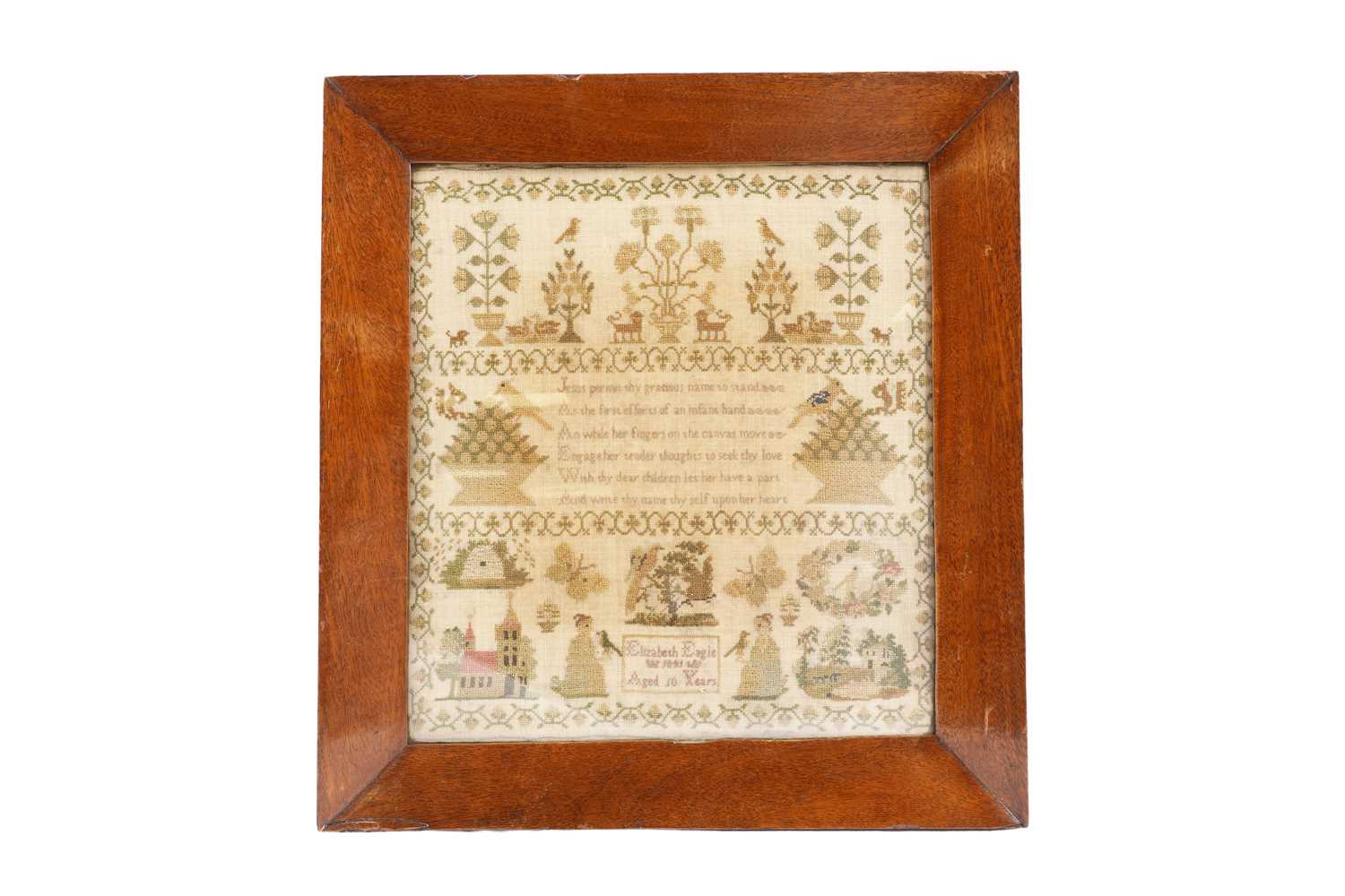 Lot 215 - A Victorian needlework sampler by Elizabeth Eagle