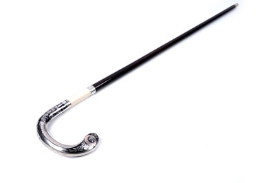 Lot 394 - A late 19th Century silver-handled walking cane