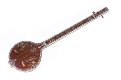 Lot 1040 - An Indian bone inlaid Tambur