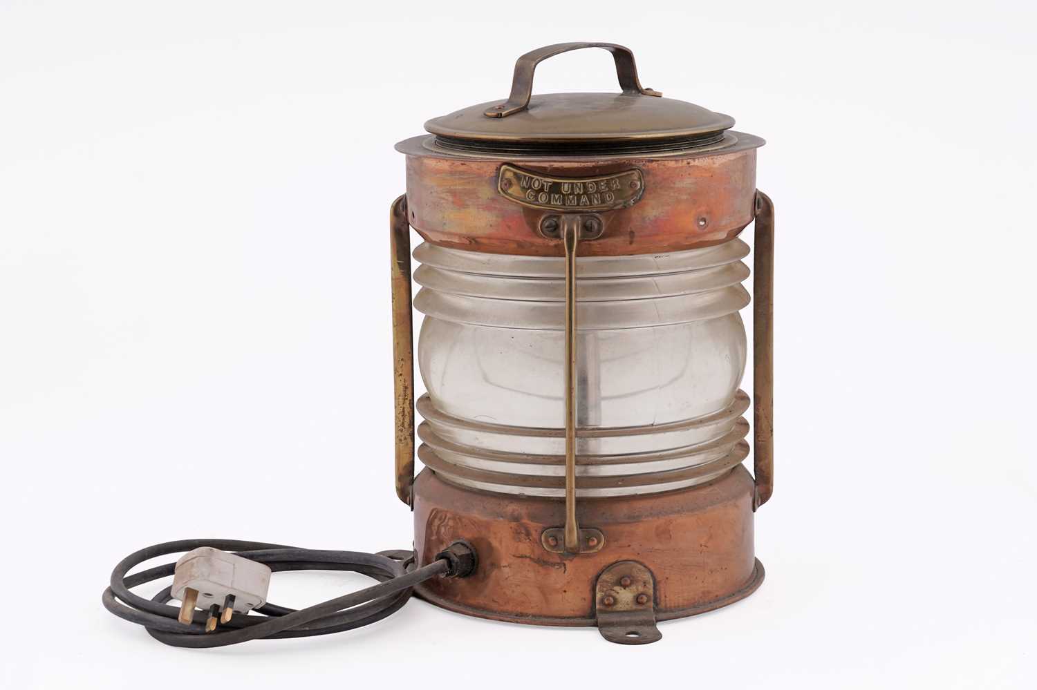 Lot 122 - A brass and copper ships masthead lamp