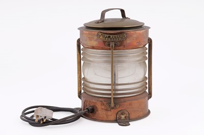 Lot 122 - A brass and copper ships masthead lamp
