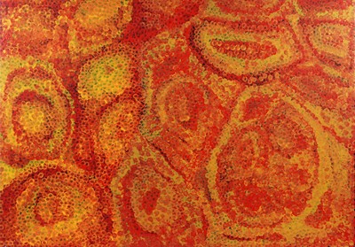 Lot 107 - Emily Kam Kngwarreye - Clay Pans | synthetic polymer paint