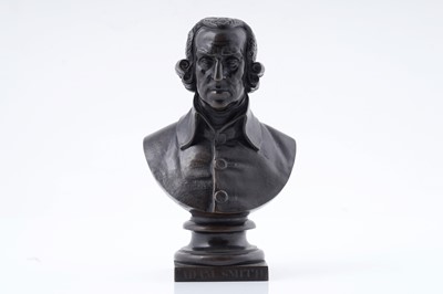 Lot 1017 - Early 20th Century British School: a bronze bust of Adam Smith