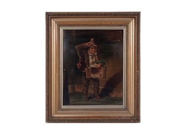 Lot 39 - Mid-19th Century British School - Street vendor with rabbits | oil