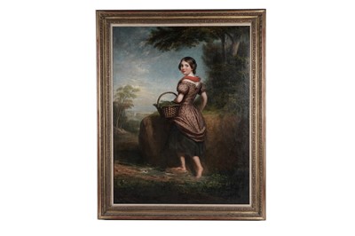 Lot 718 - 19th Century English School - Portrait of a young girl crossing a stream barefoot | oil