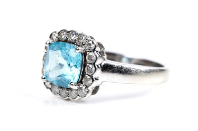 Lot 86 - A "Swiss blue" topaz and diamond ring