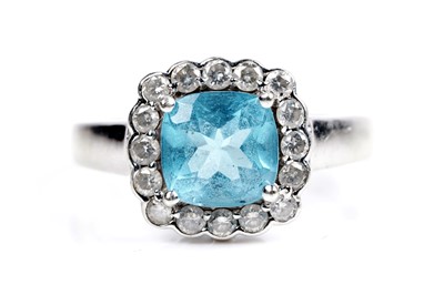 Lot 86 - A "Swiss blue" topaz and diamond ring