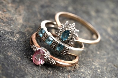Lot 117 - Three topaz and diamond rings
