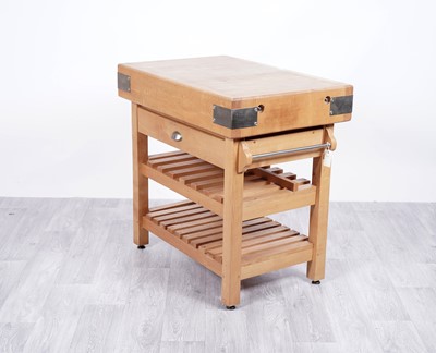 Lot 63 - A contemporary hardwood kitchen island/butchers block