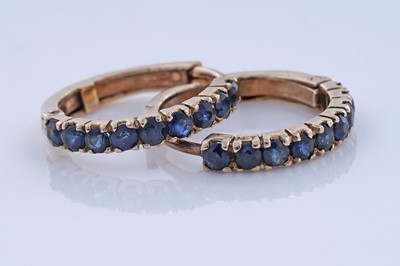 Lot 84 - A contemporary pair of sapphire hoop earrings