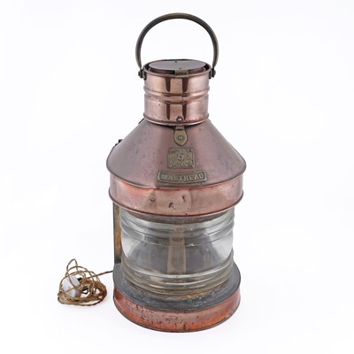Lot 500 - A copper ships masthead lamp