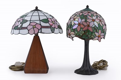 Lot 265 - A Tiffany style leaded glass table lamp; and one other