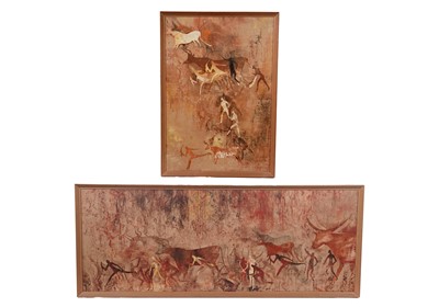Lot 80 - Mid 20th Century Folk Art - Cave painting, the hunt | mixed media