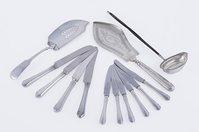 Lot 354 - Two George III silver fish slices; and other items