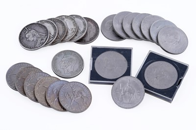 Lot 255 - Six Victorian silver crowns; and other coinage