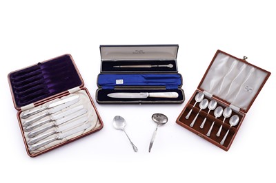 Lot 322 - A collection of silver knives and spoons