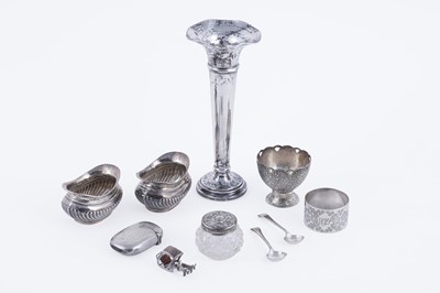 Lot 330 - A pair of late Victorian embossed oval table salts; and other items of silver