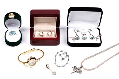 Lot 181 - Contemporary jewellery including: a "Swiss blue" topaz ring and bracelet