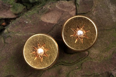 Lot 192 - A pair of Victorian pearl and high-carat gold studs