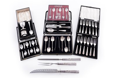 Lot 328 - Early 20th Century silver and electroplate flatware