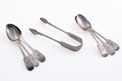 Lot 327 - Victorian Newcastle silver teaspoons and sugar tongs