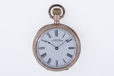 Lot 372 - An early 20th Century American lady's Waltham gold pocket watch, stamped "10c"