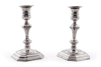 Lot 5 - A pair of George V silver candlesticks