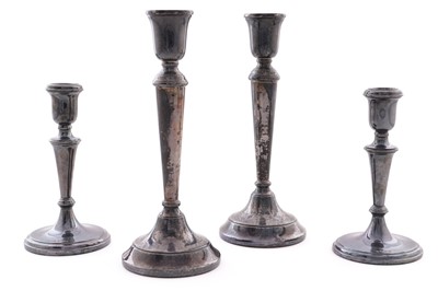 Lot 2 - Two pairs of silver candlesticks