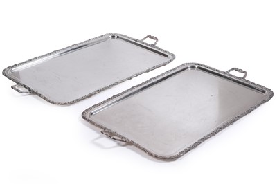 Lot 23 - A pair of large plated two-handled tea trays