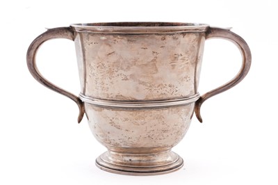 Lot 88 - A George V silver two handled cup of campana form