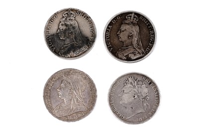 Lot 71 - A George III 1821 crown; and three Victoria crowns