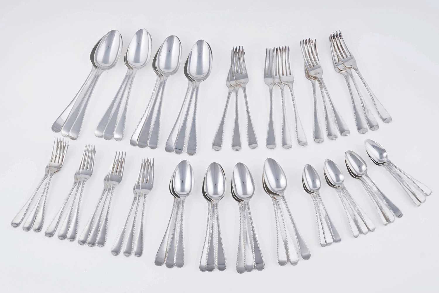 Lot 198 - A William IV harlequin canteen of antique silver and other flatware