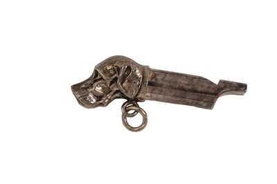 Lot 192 - A Victorian style white metal 'Dog' whistle