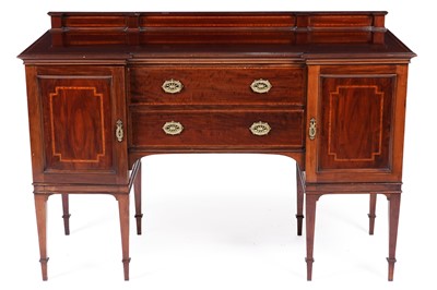 Lot 1051 - A Georgian-style inlaid mahogany and satinwood banded sideboard