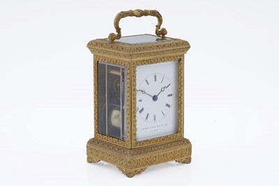 Lot 1010 - Le Roy et Fils: a late 19th Century French gilt brass 8-day carriage clock