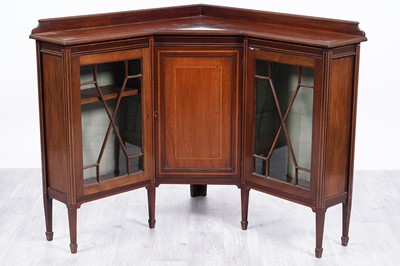 Lot 21 - An Edwardian inlaid mahogany corner cabinet