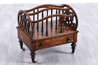 Lot 40 - An attractive Victorian walnut and burr walnut three-division canterbury