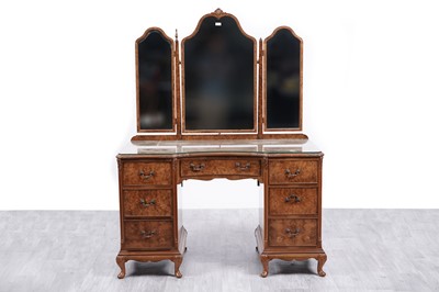 Lot 20 - A good quality Queen Anne style burr walnut and walnut dressing table