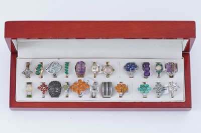 Lot 258 - A selection of silver gemset rings