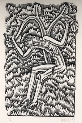 Lot 695 - Eric Gill - Christ Seated | wood engraving