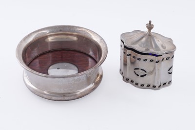 Lot 436 - A George V silver mustard pot; and an Elizabeth II silver bottle coaster