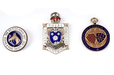 Lot 37 - A collection of silver, gold and silver plated medals, fobs and badges