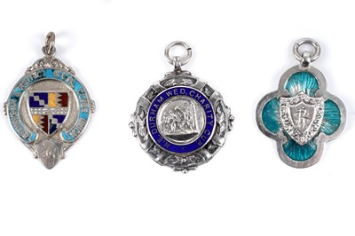 Lot 37 - A collection of silver, gold and silver plated medals, fobs and badges